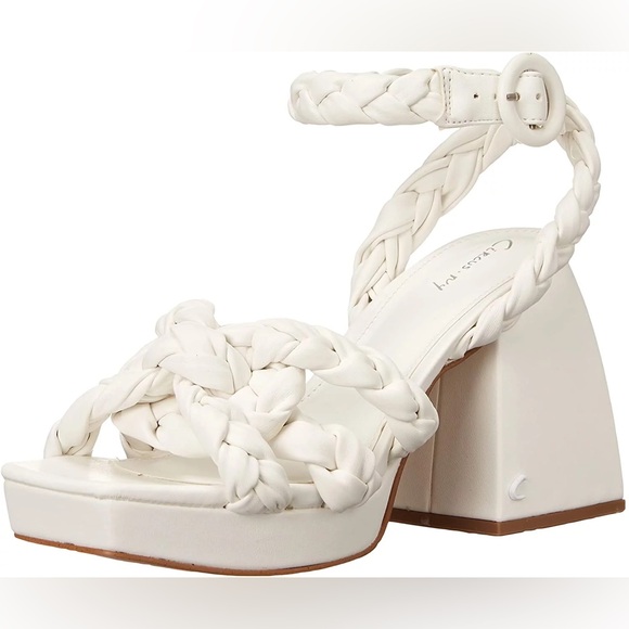 Sam Edelman Circus NY Mable Braided Platform Sandals Heels White - Picture 1 of 8
